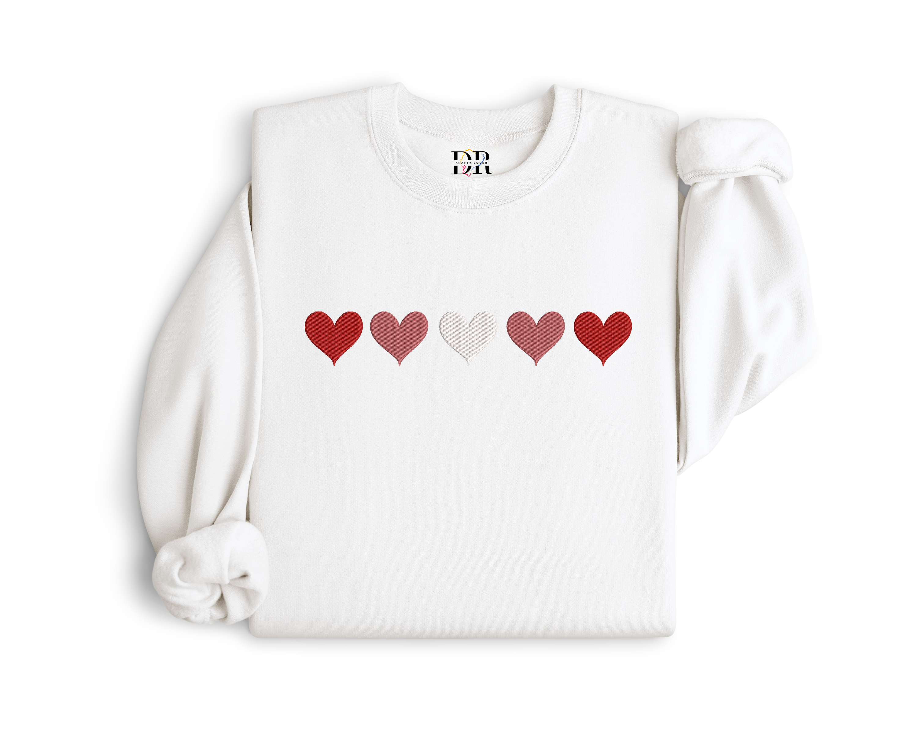 Hearts Embroidery Crewneck - Romantic & Cozy Sweatshirt – DR 