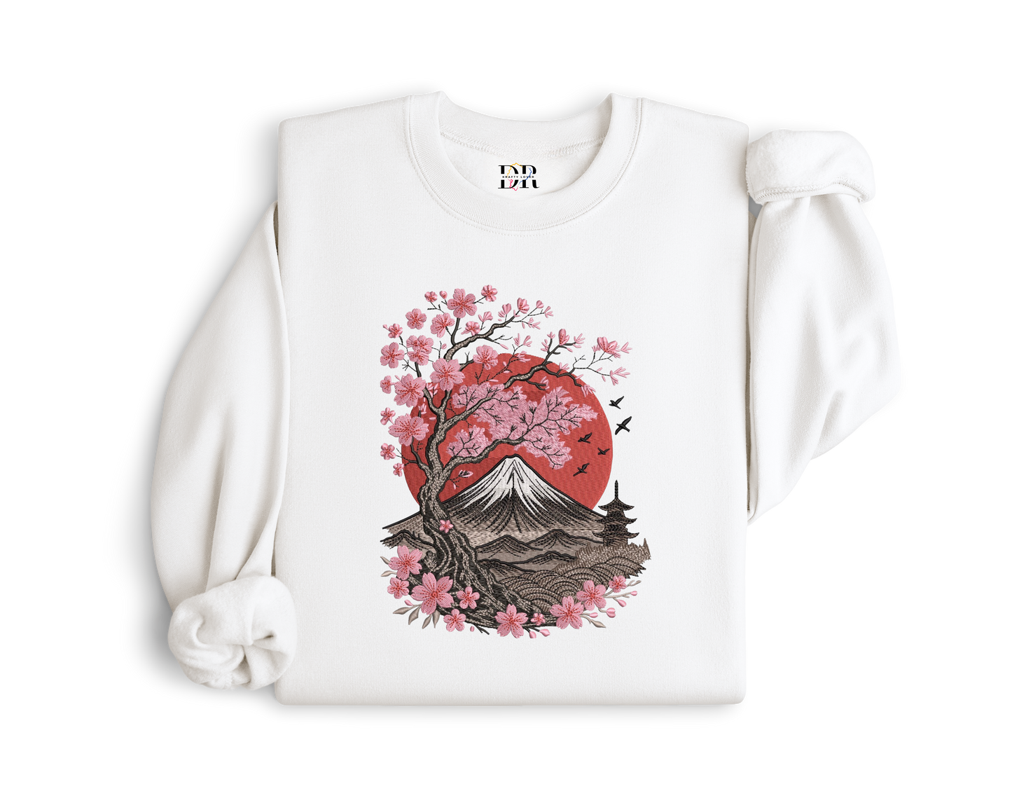 Japanese Cherry Blossom Embroidery Crewneck