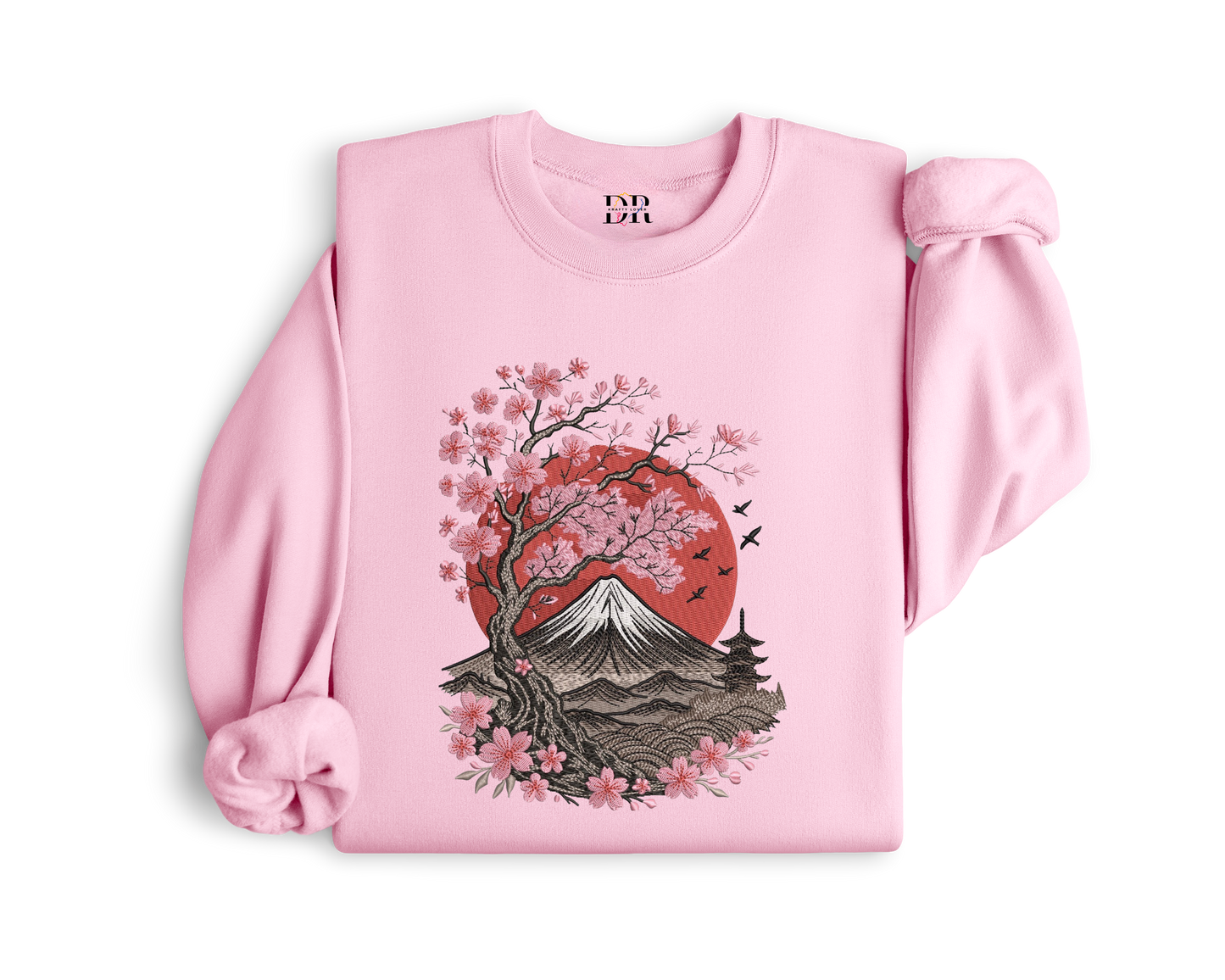 Japanese Cherry Blossom Embroidery Crewneck