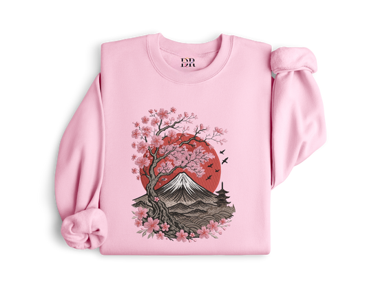 Japanese Cherry Blossom Embroidery Crewneck