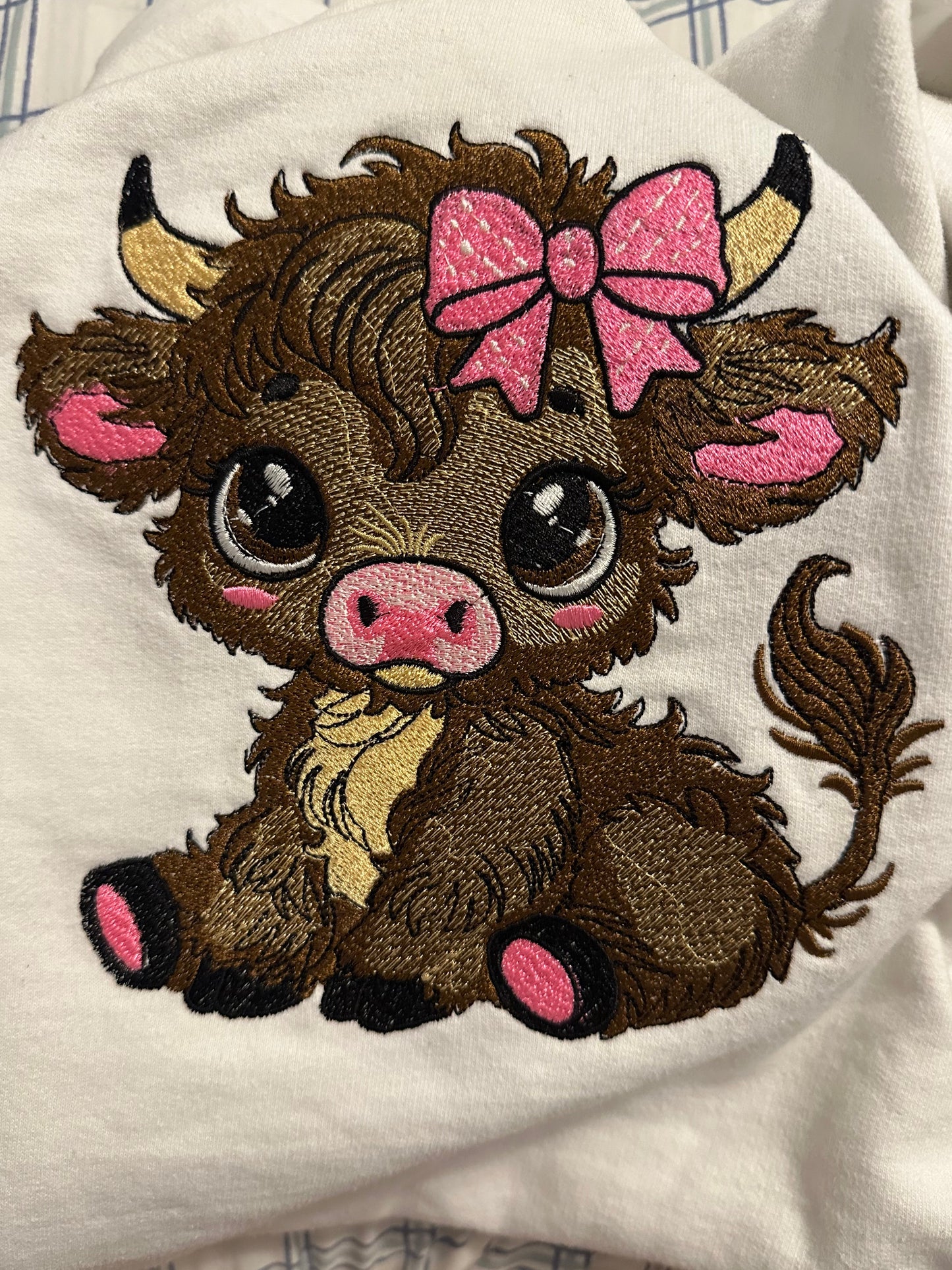 Cute Highland Cow Embroidery Crewneck