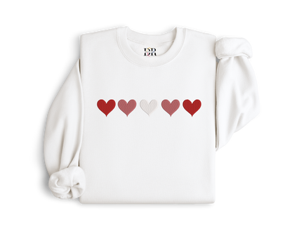 Hearts Embroidery Crewneck