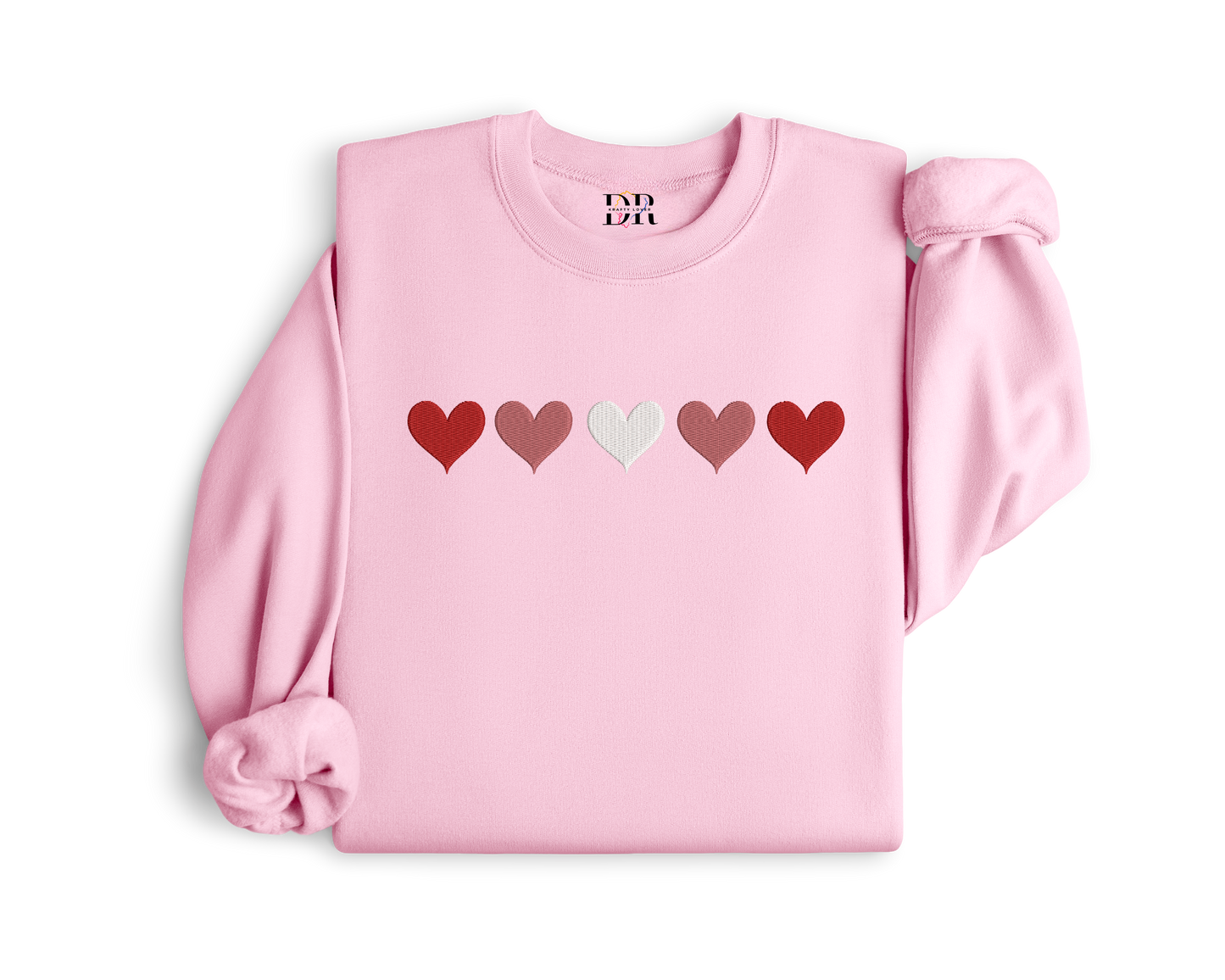 Hearts Embroidery Crewneck