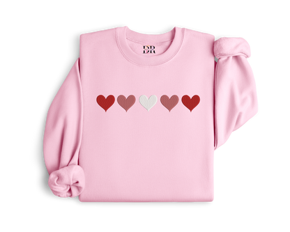Hearts Embroidery Crewneck
