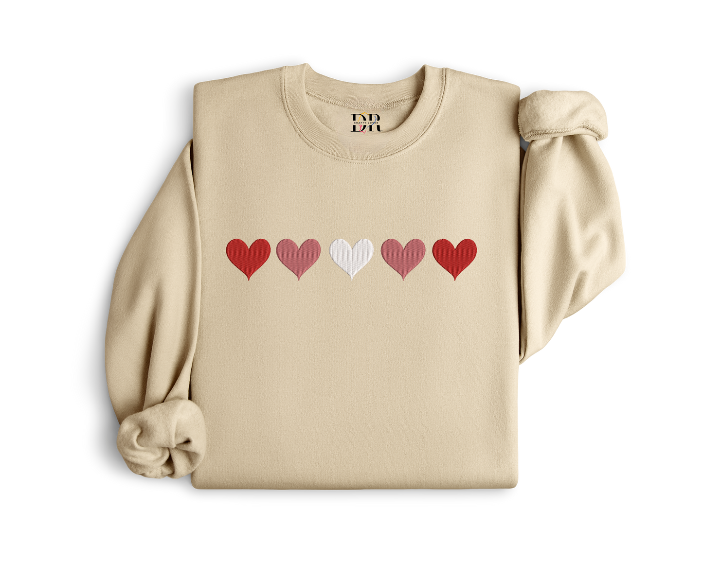 Hearts Embroidery Crewneck