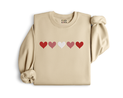 Hearts Embroidery Crewneck