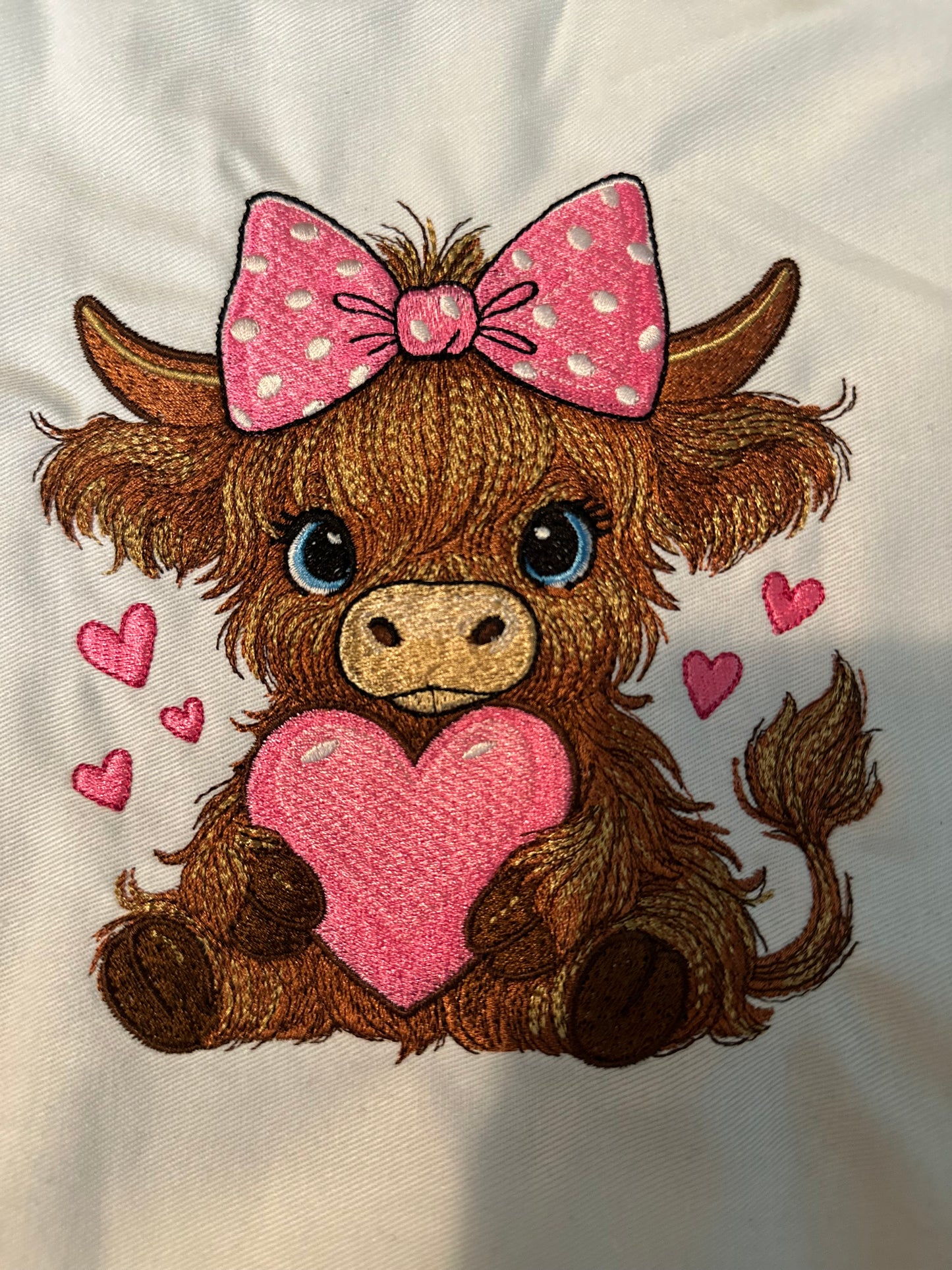 Highland Cow Heart Embroidery Crewneck