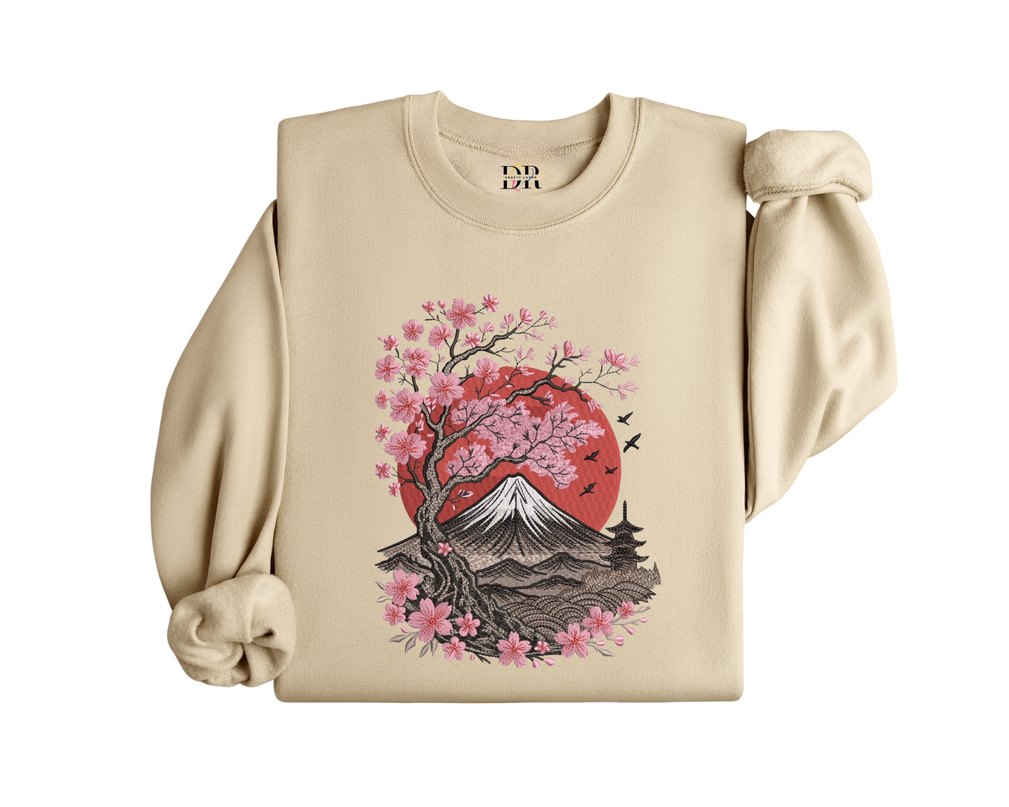 Japanese Cherry Blossom Embroidery Crewneck