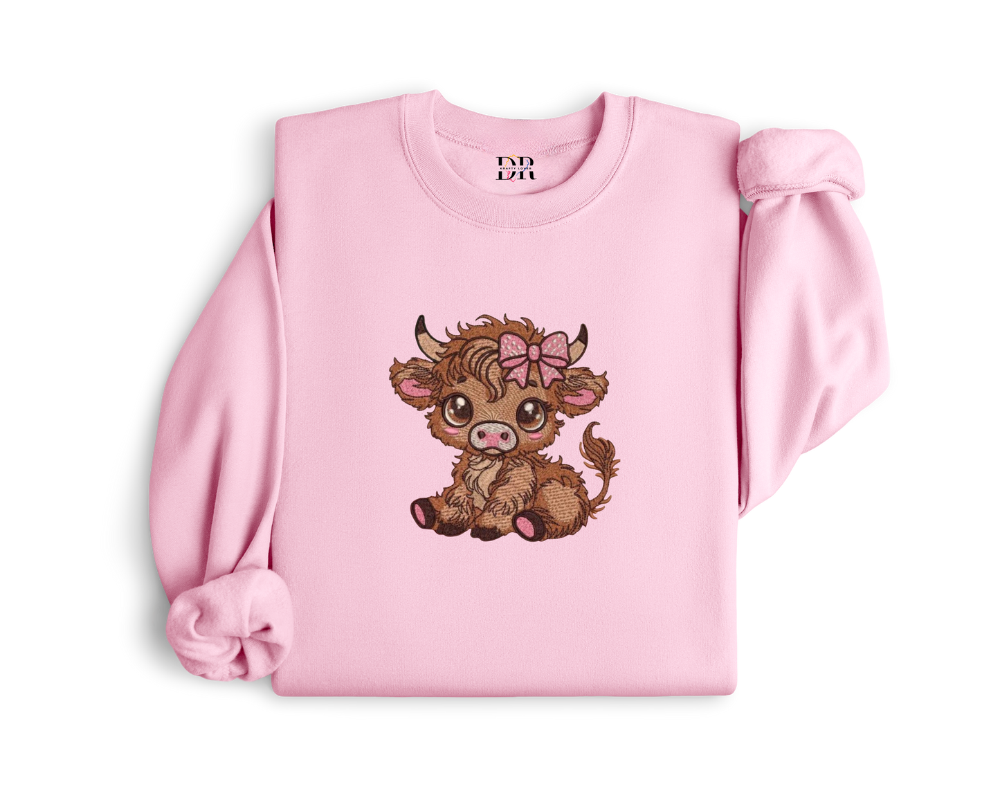 Cute Highland Cow Embroidery Crewneck