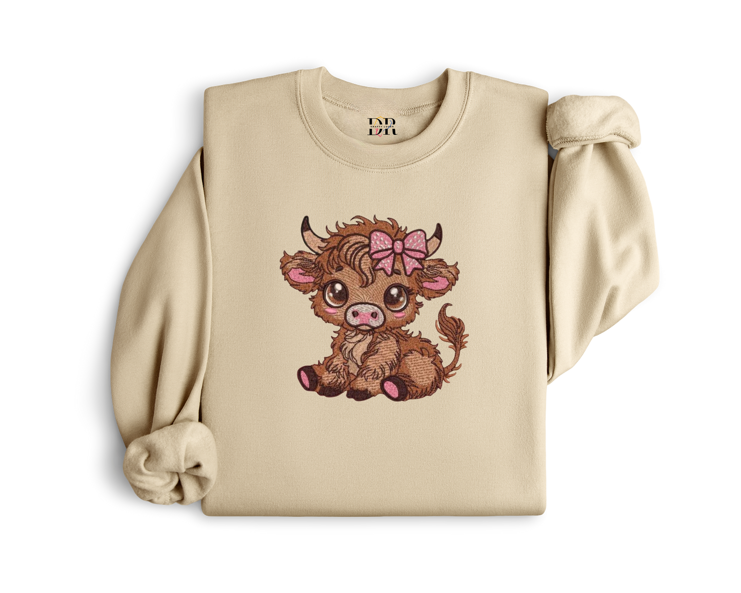 Cute Highland Cow Embroidery Crewneck