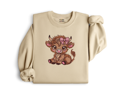 Cute Highland Cow Embroidery Crewneck