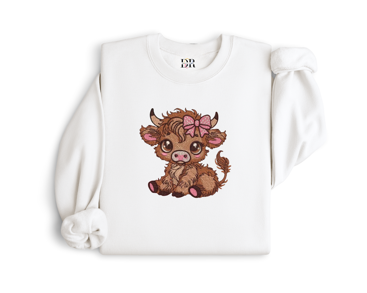 Cute Highland Cow Embroidery Crewneck
